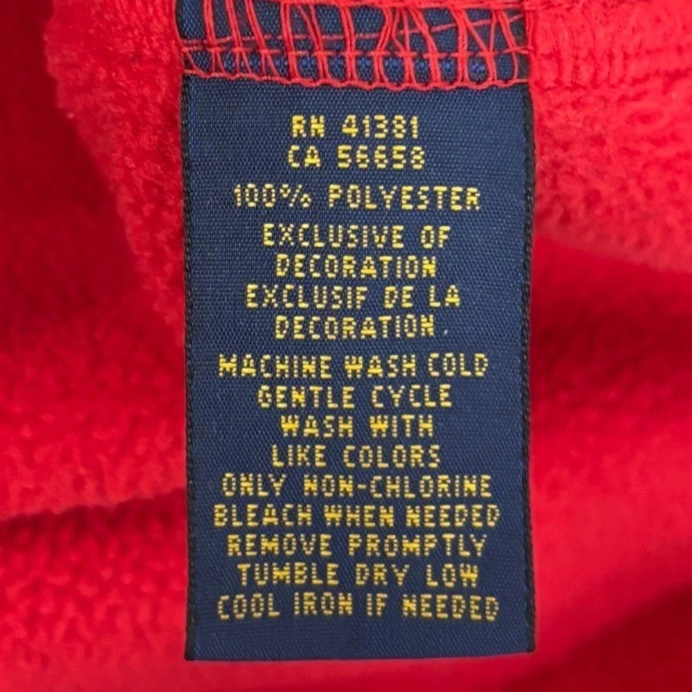 Polo Golf Ralph Lauren Mens Red Full Zip Fleece Vest Mock Neck Blue Pony Logo M